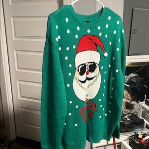 H&M Green Santa Crewneck Sweater